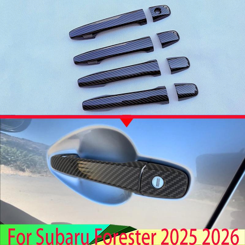 For Subaru Forester 2025 2026 Car Accessories ABS Chrome Door Handle Cover With Smart Key Hole Catch Cap Trim Molding