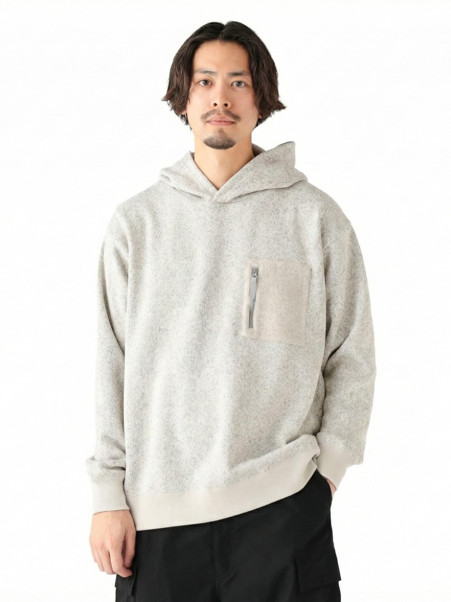 

LIFE STORE by BEAMS Light Fleece Hooded Size Size L BMING Men s Sweatshirt, LT_GREY, белый