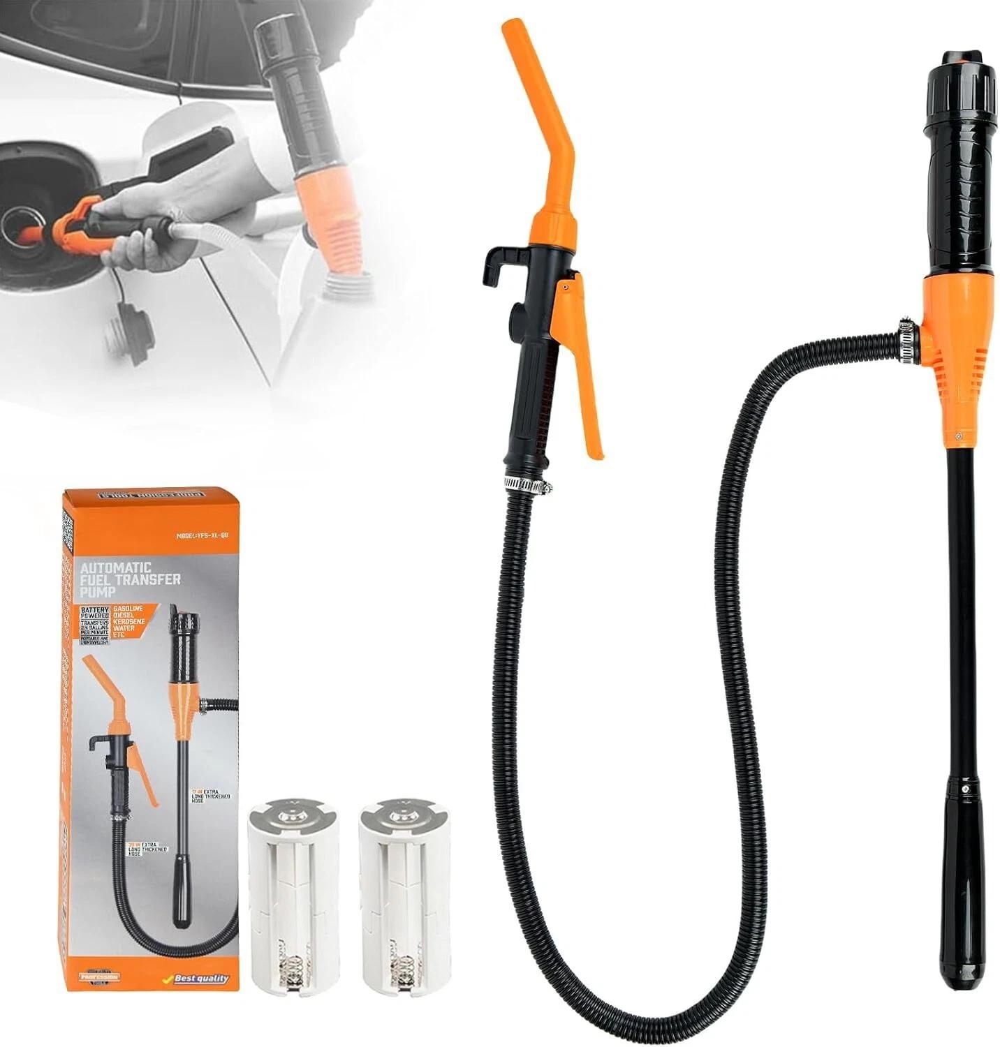 

Электрический насос для перекачки топлива и жидкости, сифонный насос для перекачки масла, 2,4 галлона в минуту, с питанием от аккумулятора, для легковых и грузовых автомобилей, бензина, масла, воды, со шлангом чёрный