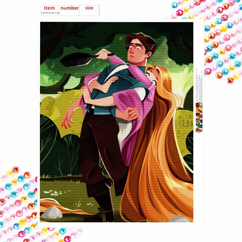 Disney Diamond Painting 5D DIY Tangled Rapunzel Flynn Rider Diamond Painting Set Suitable for Adults/Beginners Creative Gift Home Decoration