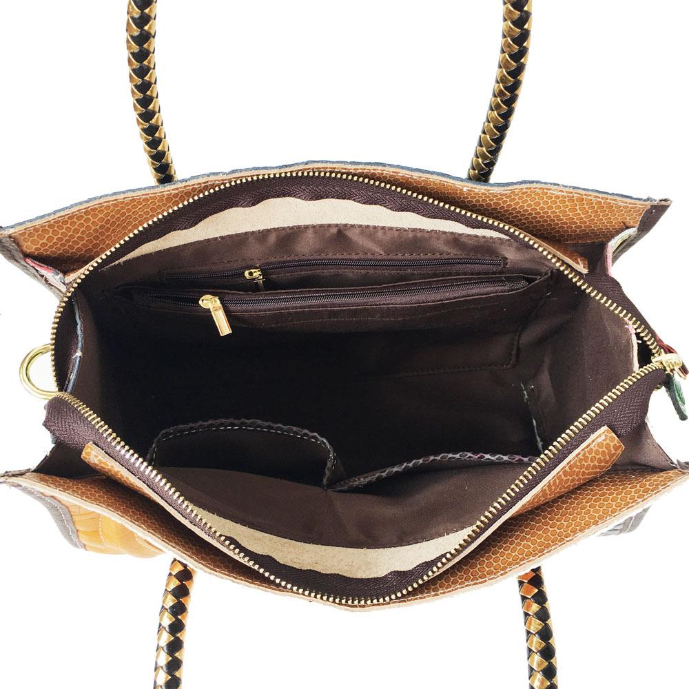 Leather Women'S Bag Wind Color Leather Plaid Bag Splicing Portable Oblique Span Bag Women'S Bag