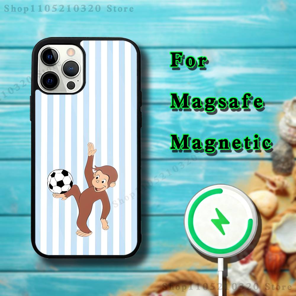 

Curious G-George Monkey Phone Case For iPhone 17,16,15,14,13,12,11,Pro,Max,Plus,Mini,SE4,E Magnetic Magsafe Wireless Charging iPhone16plus