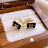 European and American retro simple square oil drop letter earrings, ear buckles, personalized versatile earrings, women