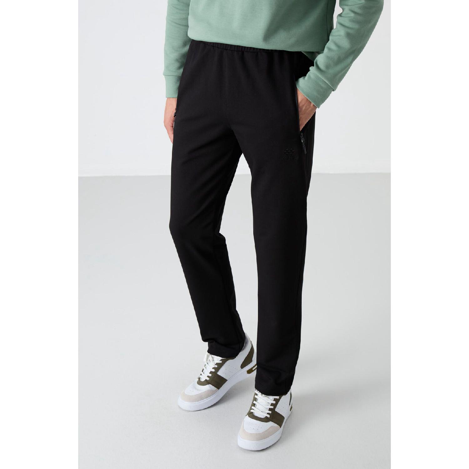 

Black Zippered Three Pocket Slim Fit Classic Leg Men s Tracksuit Bottom - 84671 M