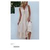 Sommerkleid für Damen, Tankkleid, ärmellos, lockeres, lässiges, einfarbiges Kleid, langes Kleid