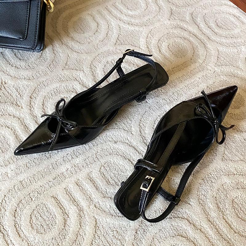 Fashion Pointed Toe Female Low Heel Footwear Pumps Shoes For Women Buckle Strap Fashion Butterfly-Knot Ladies Heeled Shoes Slingbacks