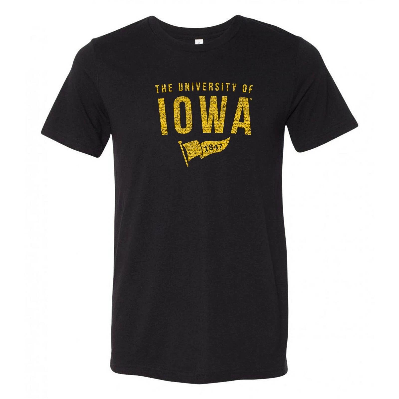 Iowa Hawkeyes Year Banner Triblend T Shirt - Solid Black 2XL