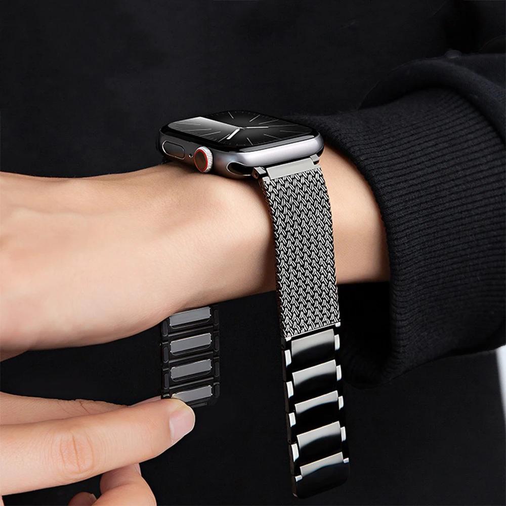 Magnetic Stainless Steel Loop Strap For Apple Watch Ultra 2 49mm 41 45mm Milanese Band for iWatch series 9 8 7 6 5 se 42mm 44mm