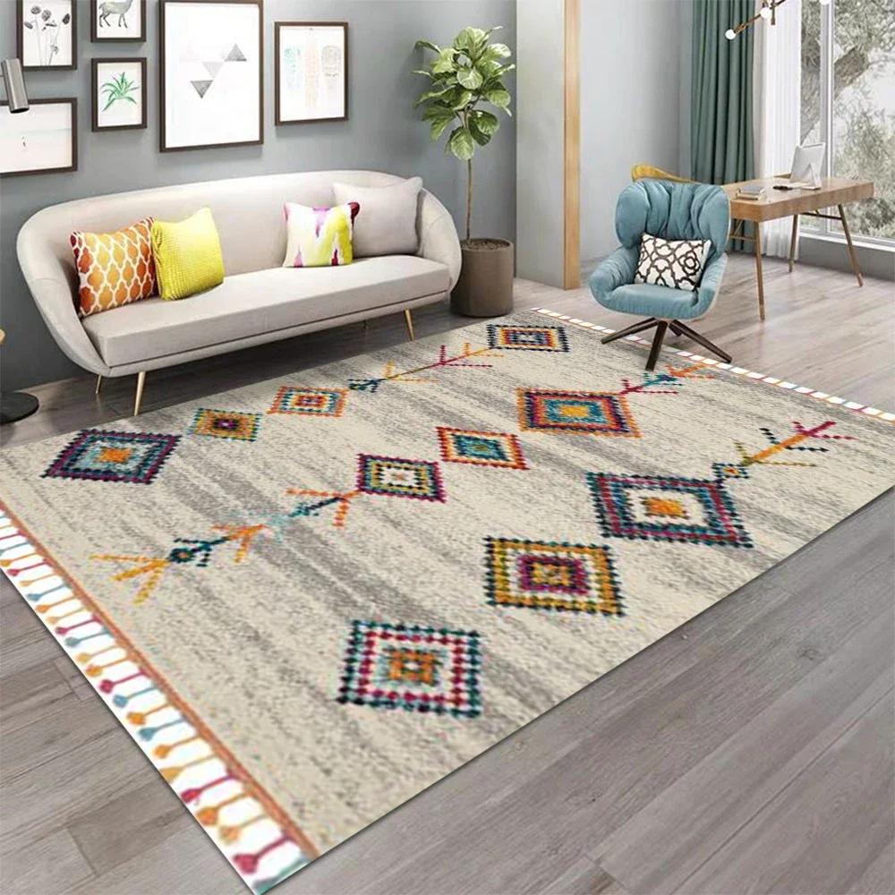 Bohemian Nordic Turkish Style Area Rug Non-Slip Carpet for Living Room Bedroom Sofa Home Decor Kids Floor Mat