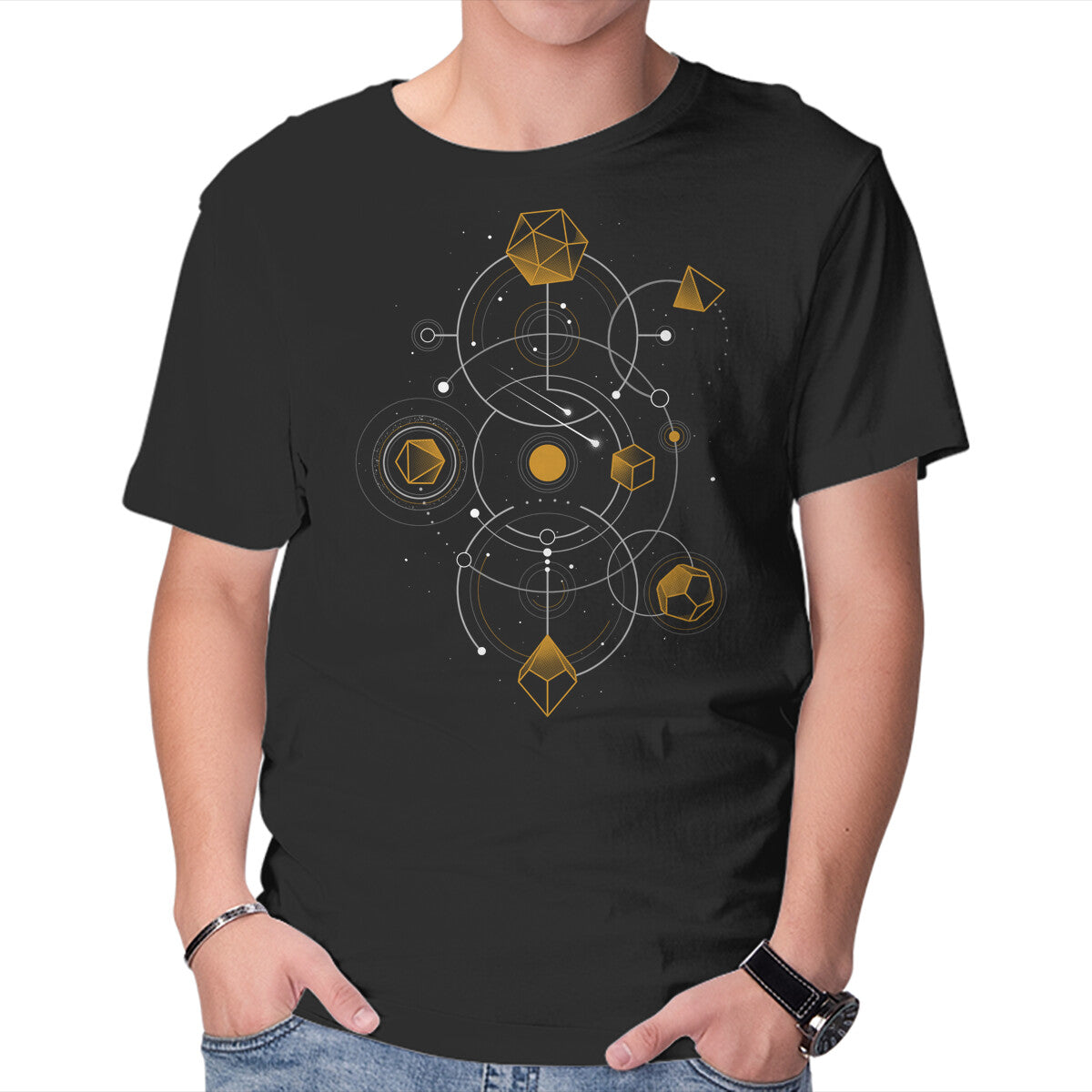 Unisex Crew Neck T-Shirt Celestial Dice Graphic Short Sleeve Casual Tee M