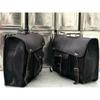 Motorcycle Saddlebags Side 2 Pouch Leather Panniers Saddle (15 Inch Black Bags)