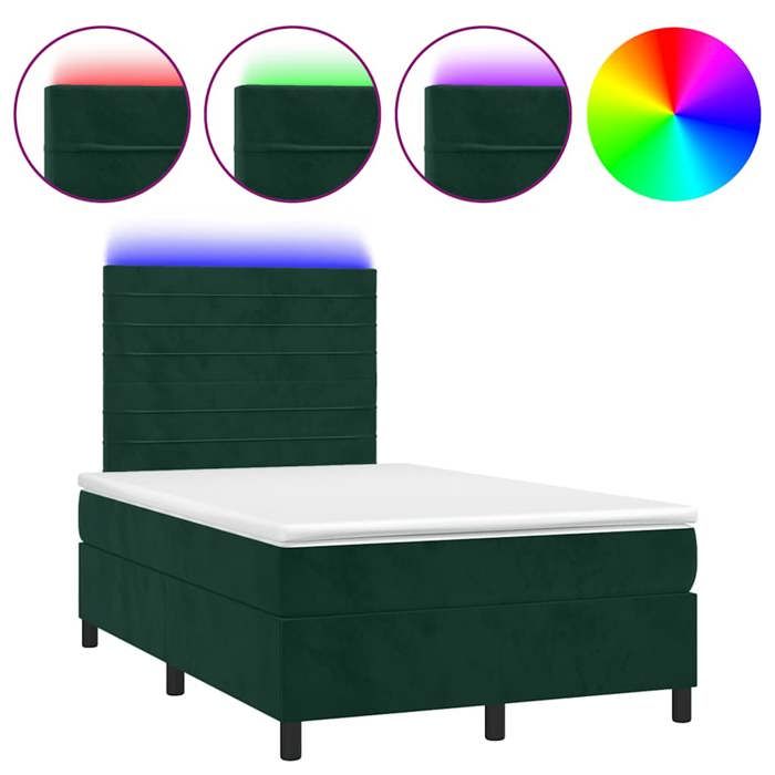 Maison Exclusive - Sommier à lattes de lit avec matelas LED vert foncé 120x190 cm