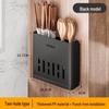 Wall-Mounted No-Drill Chopstick Holder with Multi-Compartments and Drainage, Large Capacity Cutlery Storage Box