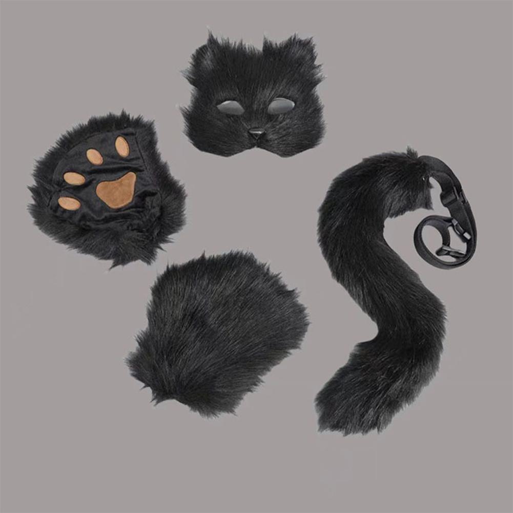 Foxes Mask+Tail +Gloves Set Halloween Cosplays Costume Accessorie Theme Party Dress Up Props Carnival Party Costumes Accessories