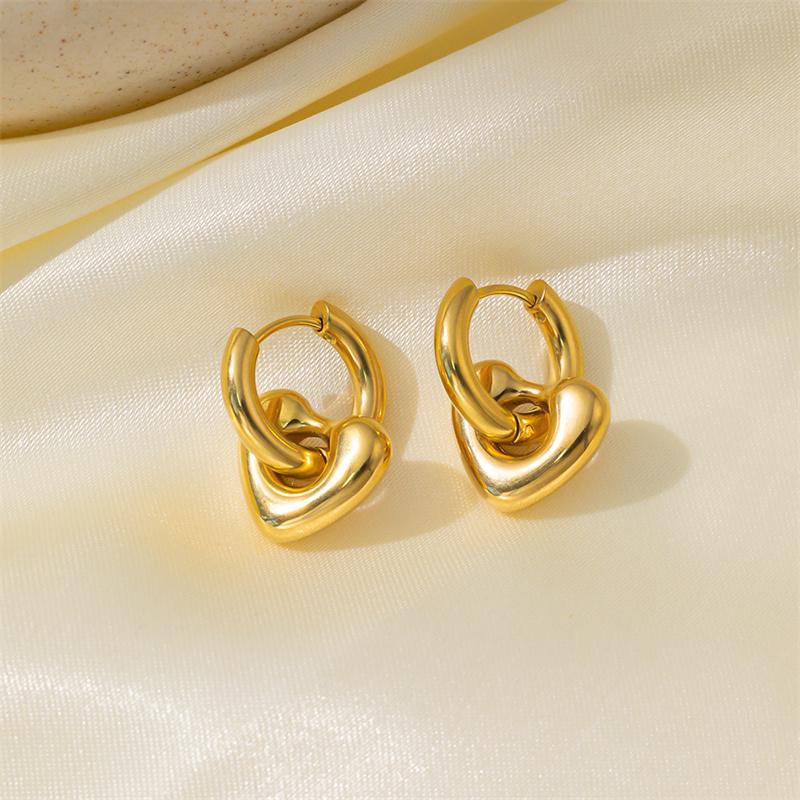Hollow Heart Earrings For Women Stainless Steel Gold  Color Heart Earring Luxury Wedding Couple Jewelry Gifts Wholesale