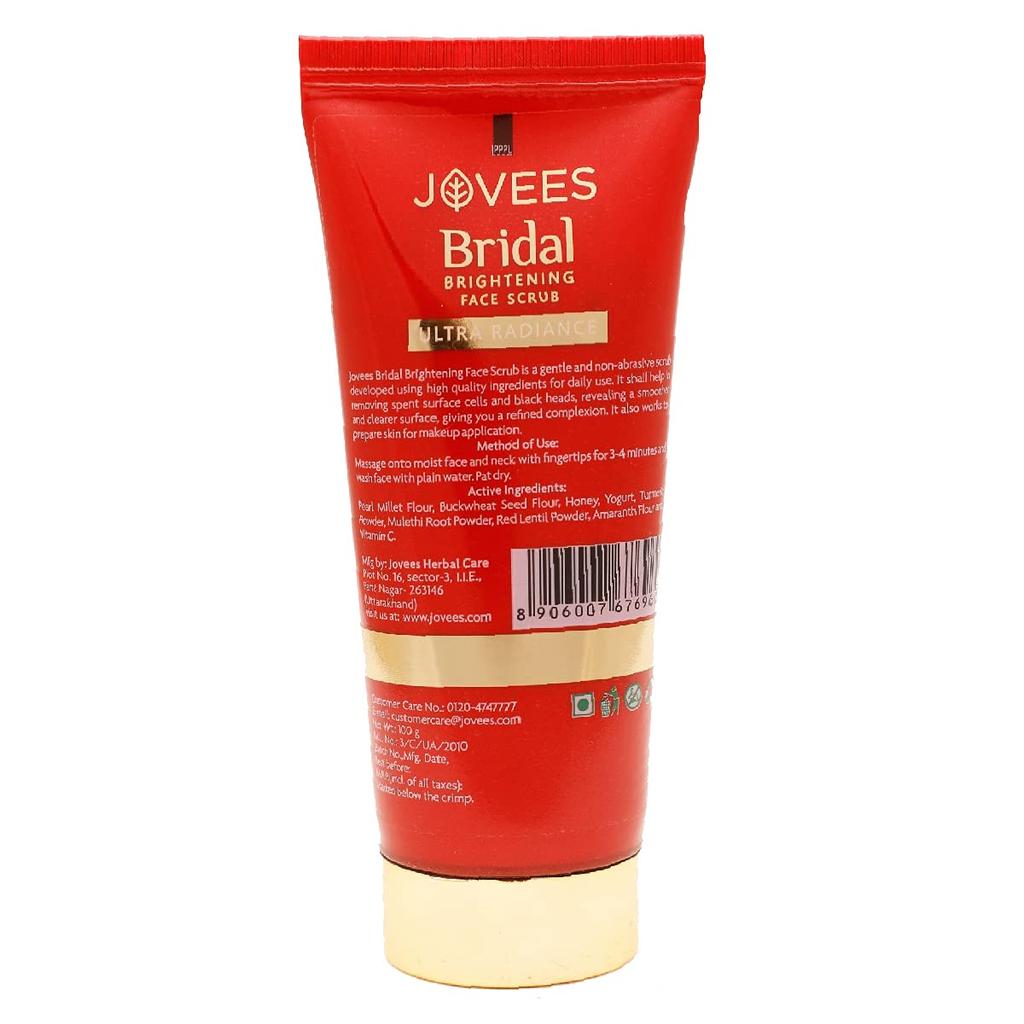 Jovees Bridal Brightening Face Scrub 100G Pack Of 1 | Gentle Exfoliation For Radiant Glow | Smooth Skin Care For All Types Paraben Free