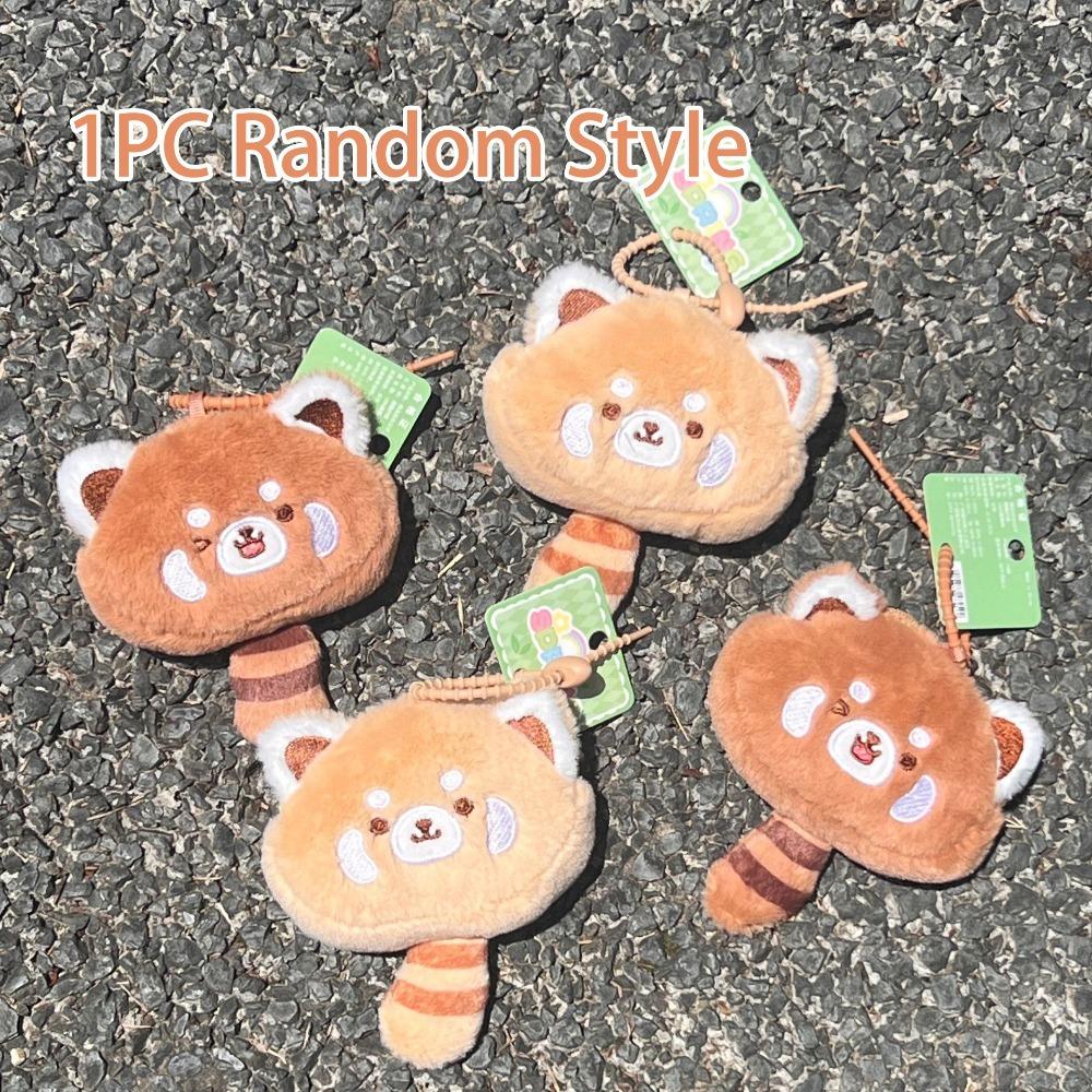 Fashion Cartoon Red Panda Plush Keyring with Tail Soft Turn To Costume Panda Pendant Cute Animal Red Panda Purse Couple