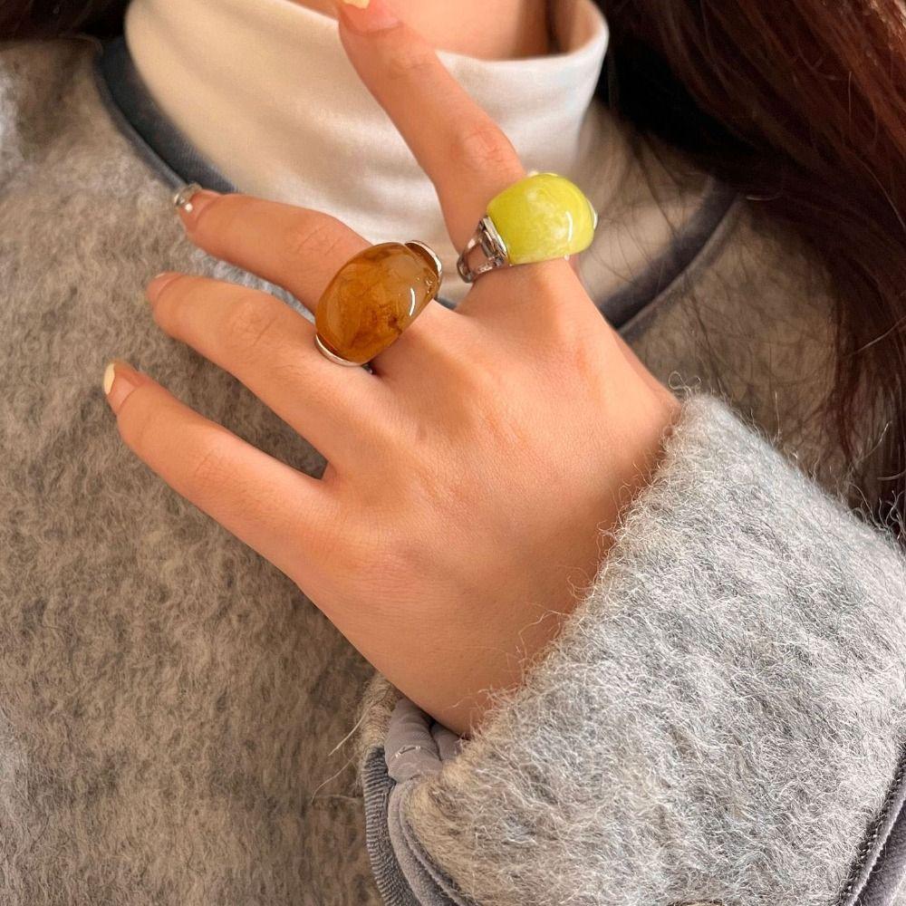 Jewelry Accessories Geometric Open Ring Korean Style Wide Finger Buckle Metal  Ring  Gift