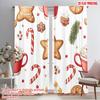2pcs,2D Plane Printing Contemporary Curtains Christmas Sweets Holiday Festive Versatile 100% Polyester (without Rod) Room Decor