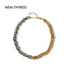 Gold Mixed Silver Color Asymmetric Chain Choker Necklace For Women Thick Chain Link Choker Necklaces Valentines Jewelry Gift