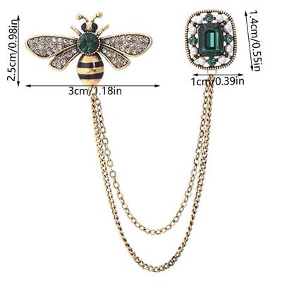 Rerto Bee Brooches For Women Enamel Animal Tassel Lapel Pins