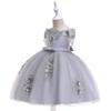 2024 One-Shoulder Puffy Princess Dress with Mesh Embroidery and Pearls for Girls
