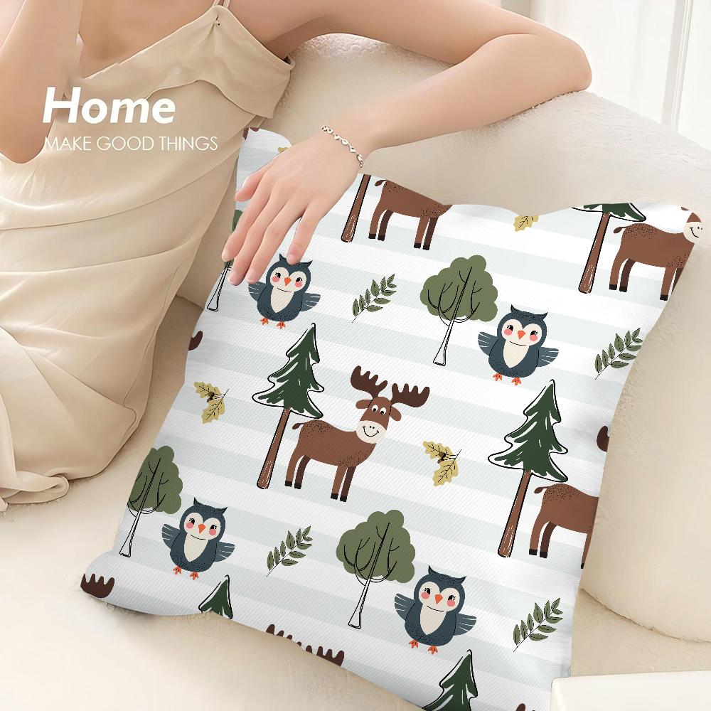 Forest Animals Printed Pillow Case 3D Print Polyester Fiber 40*40 cm Home Sofa Throw Pillow Cover Decoration Festival Gift