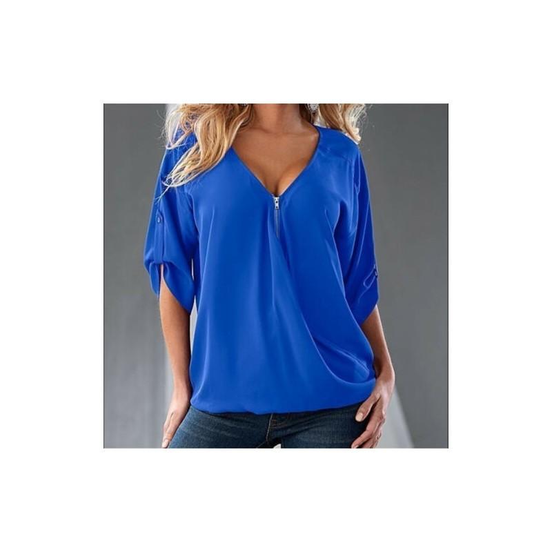Relaxed Fit Polyester Long Sleeve Vneck Shirt For Women With Spliced Pattern Perfect For Spring