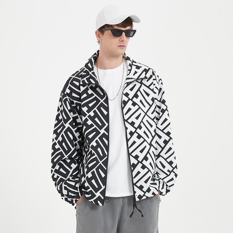 

Персонализированная куртка в стиле колор-блок с воротником-стойкой и кулиской, мужская спортивная куртка свободного кроя для пар M чёрный