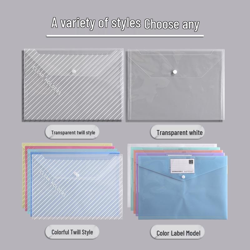 A4 Průhledná plastová taška na dokumenty pro kancelářské potřeby a uskladnění testových papírů