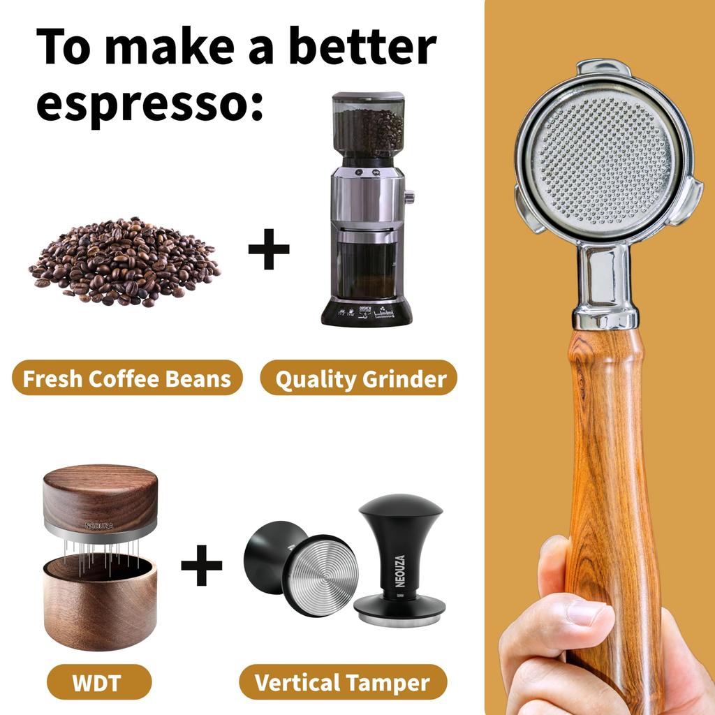 NEOUZA 51mm Bottomless Port Filter for Espresso Machines, Designed Specifically for DeLonghi EC885/EC680/EC685/EC785/EC820/EC850/EC860, Made of 304 St