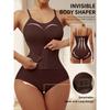Women's Comfortable Breathable Front-Button Bodysuit Solid Color Tummy Control  Butt Lifting Shapewear Jumpsuit