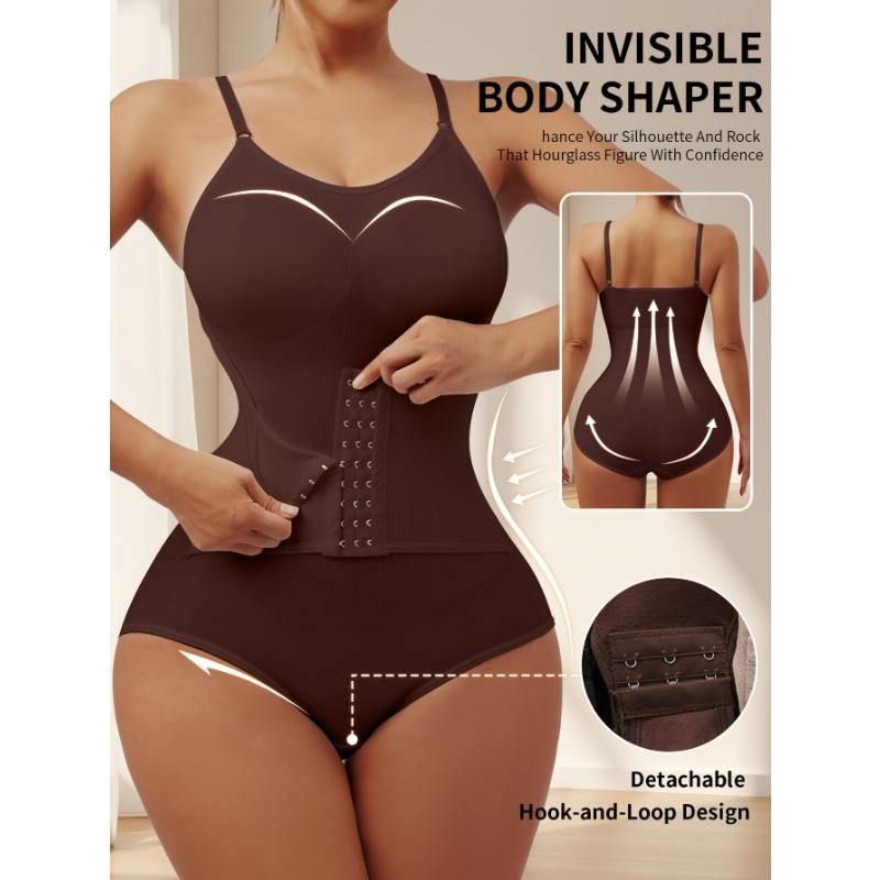 Damen Bequemer Atmungsaktiver Frontknopf-Bodysuit Einfarbige Bauchkontrolle Po-Anhebende Formgebende Jumpsuit