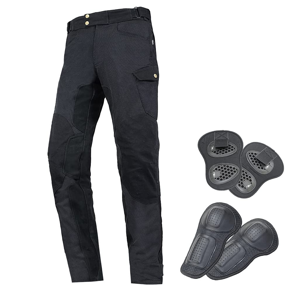 Rough & Road Motorcycle Pants, Full Protection Mesh Pants, LF, Black, LW Size (34-40 In/79-85 Cm Inseam) RR7515LFBK3