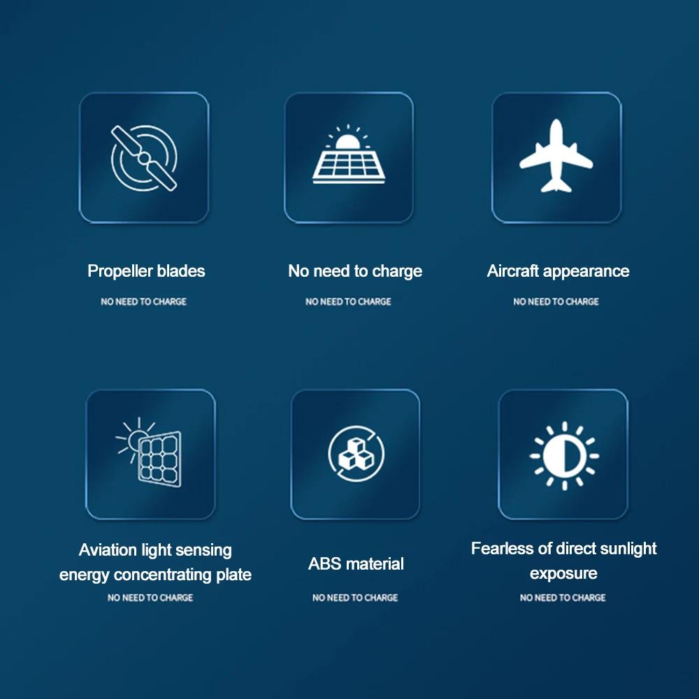 Solar Powered Aircraft For Car Tabletop Office Alloy Solar Energy Rotate Airplane Ornaments Solar Energy Rotate Helicopter Decor