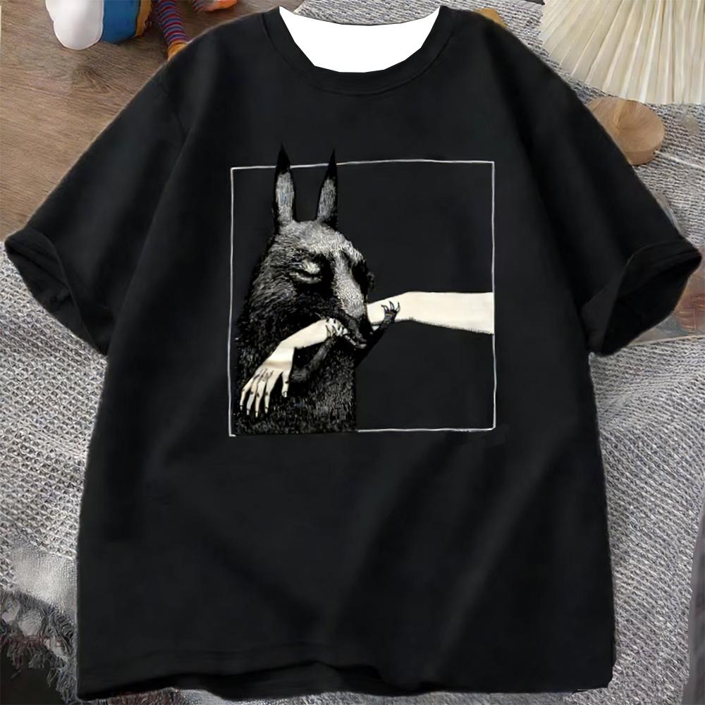 

Summer American Style Street TShirt Loose ShortSleeved Grotesque Illustration Unique Dark Casual Versatile Trendy Graphic Tee 4XL