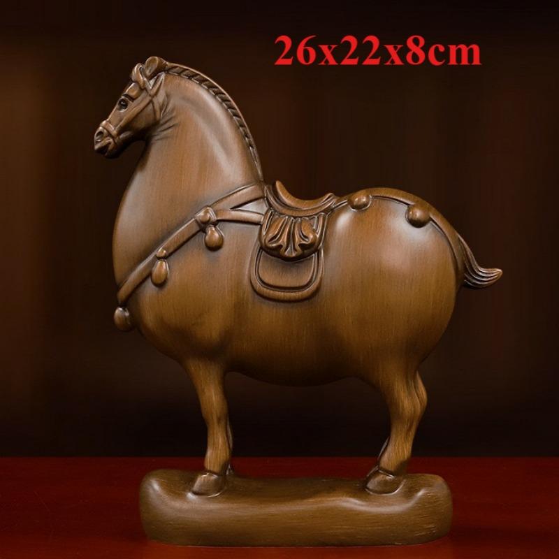 

Wood Grain Gathering Wealth Horse Success Ornament Creative Desktop Ornament Statue 26x22x8cm
