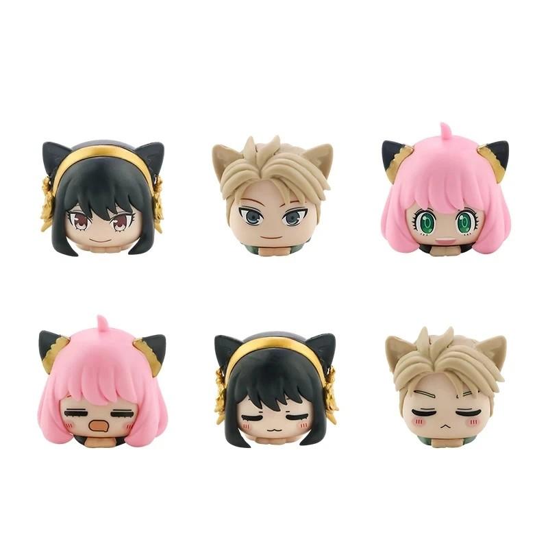 6Pcs/1Set 6CM SPY Family Anime Anya Napping Cat Model Yor Forger Toy Twilight Gift Collection Cute Aciton Figure Becky Damian