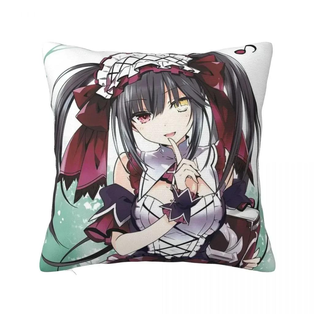 Cute Tohka Yatogami Yoshino Tokisaki Kurumi Square Pillow Case Date A Live Anime Cushion Covers Pillowcase for Home 18"x18"