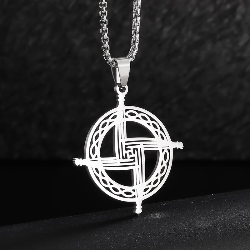 Stainless Steel Witch Triple Moon Protection Spiral Pendant Necklace for Men Women Pagan Trinity Celtic Knot Necklace Jewelry