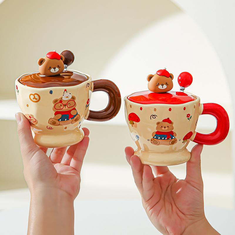 Creative Cute Cartoon Bear Ceramic Mug Office Household Cup Coffee Cup Water Cup Couple Breakfast Cup