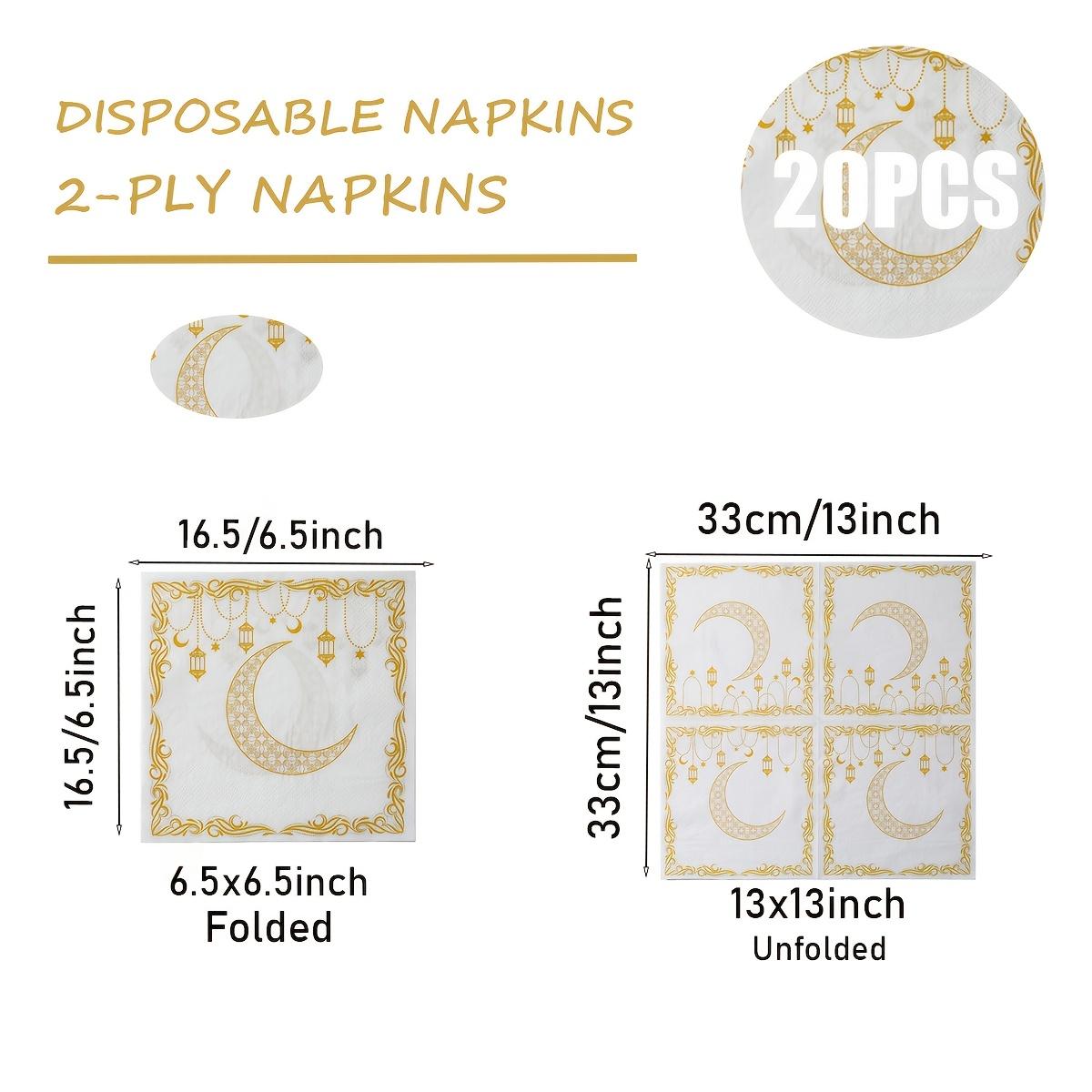 

20pcs Ramadan Elements Napkins Gold Moon Printed Disposable Table Mat DIY Decoupage Paper 2026 20pcs