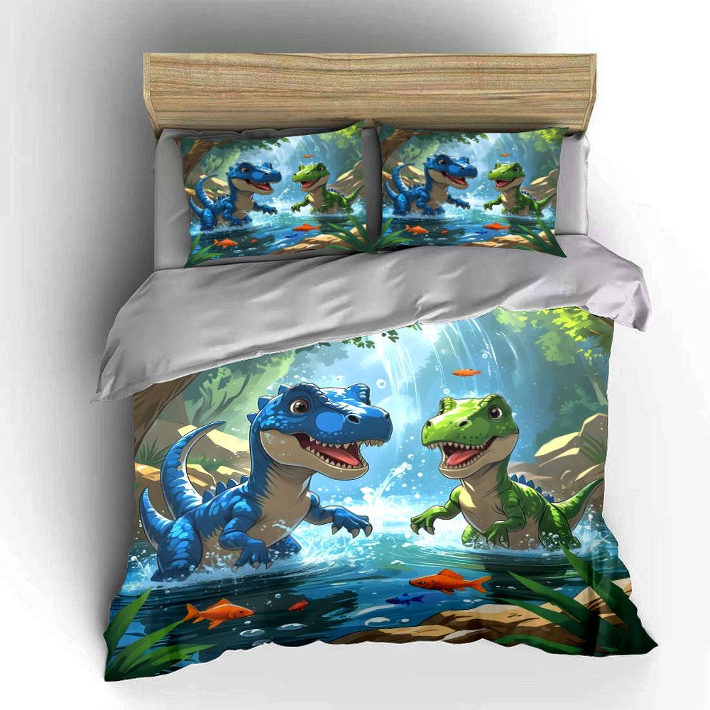 Dinosaur Kids Playset Adventure Multiple Sizes Kid'S And Adults' Bedroom Exquisite 3Pc Bedding Set, Gift