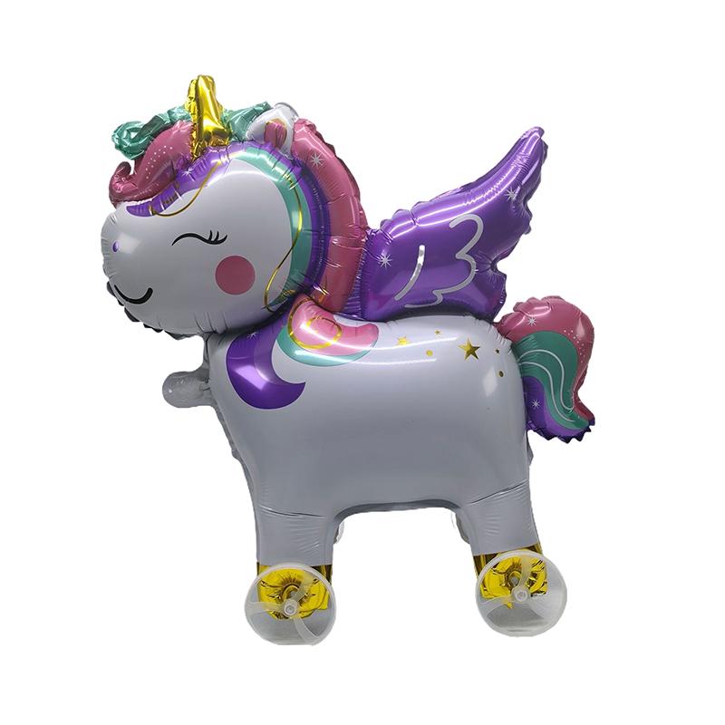 4D Cartoon Foil Balloons Elephant Stand Walking Balloon With Wheel For Kids Birthday Party Decoration Baby Shower