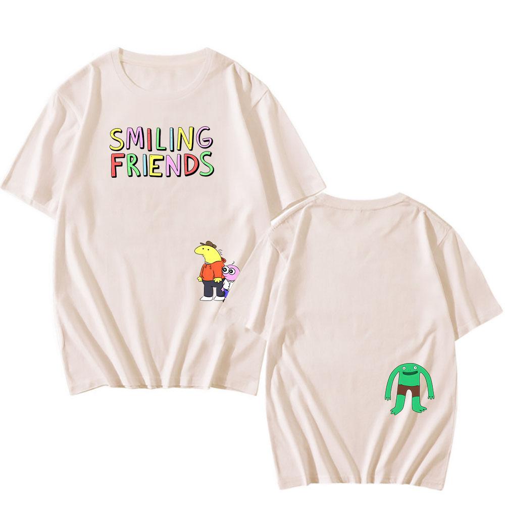 Smiling Friends Manga Koszulka Graficzna Bawełniana Krótki Rękaw Luźne Koszulki Unisex Streetwear Codzienna Dekolt Okrągły Modna Koszulka