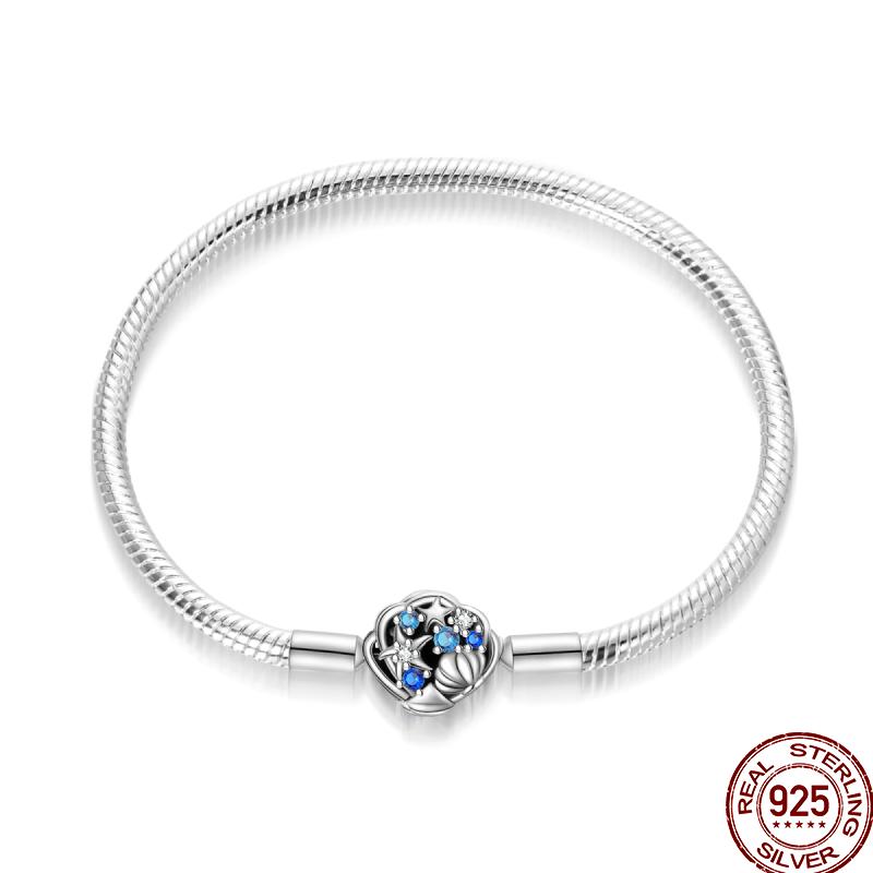 

925 Silver 17-20CM Heart Shaped Star Moon Snowflake Butterfly Fit DIY Charms Birthday Jewelry Gift Bracelets Fit Women 17cm