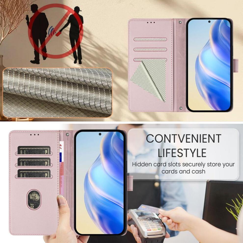 (pink, Samsung A56 5G) Leather Case Wallet Durable Leather Rfid Blocking Card Holders Shockproof Kickstand Protective Flip Cover