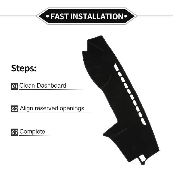 Dash Cover Compatible for Toyota Prado 120 Series 2003-2008, Non-Slip Polyester Black Center Console Dashboard Cover Pad Carpet