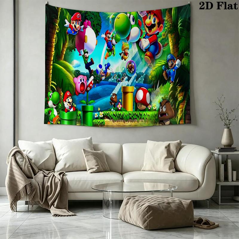 Mario Wall Tapestry Aesthetic Wall Hanging Printed Fabric Blanket Decorative Tapestries for Bedroom Living Room Home Decor