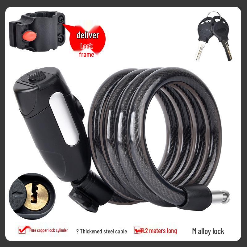 Portable Anti-Theft Bicycle Disc Lock with Steel Cable for Bikes and Electric Vehicles